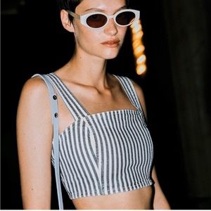 BLOGGERS’ FAVE! SOLDOUT NWT ZARA Striped Denim Bustier Corset Crop Top Tank, S/M